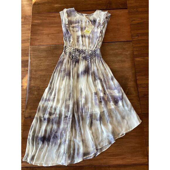 Chelsea & Violet Washed Out Edgy Gypsy Boho Smocked Chiffon Dress Small NWT - Picture 1 of 13
